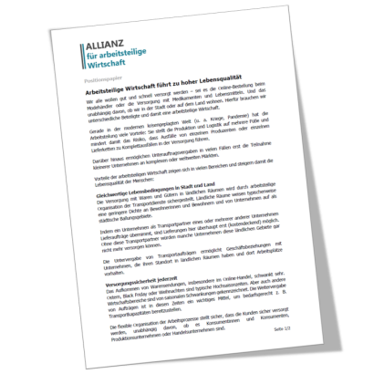 Arbeitsteilige Wirtschaft führt zu hoher Lebensqualität