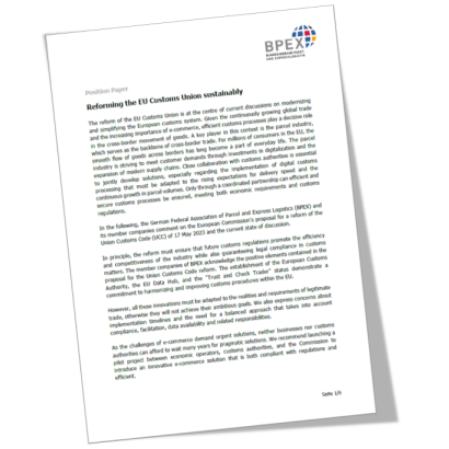 Reforming the EU Customs Union sustainably